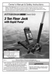 Harbor Freight Tools 3 ton Low Profile Steel Heavy Duty Floor Jack with Rapid Pump Product manual