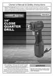 Harbor Freight Tools 3/8 in. Variable Speed Reversible Close Quarters Drill Product manual
