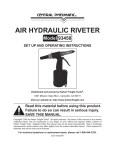 Harbor Freight Tools 3/16 in. Air Hydraulic Riveter Product manual