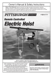 Harbor Freight Tools 2000 lb. Electric Hoist with Remote Control Product manual
