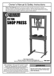 Harbor Freight Tools 20 ton H_Frame Industrial Heavy Duty Floor Shop Press Product manual
