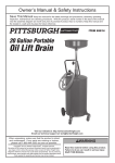 Harbor Freight Tools 20 gal. Portable Oil Lift Drain Product manual