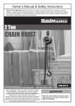 Harbor Freight Tools 2 ton Manual Chain Hoist Product manual