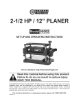 Harbor Freight Tools 2.5 HP 12 in. Thickness Planer Product manual