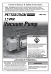 Harbor Freight Tools 2.5 CFM Vacuum Pump Product manual