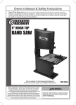 Harbor Freight Tools 2_1/2 HP 9 in. Benchtop Band Saw Product manual