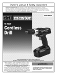 Harbor Freight Tools 18 Volt 3/8 in. Cordless Drill/Driver With Keyless Chuck, 21 Clutch Settings Product manual