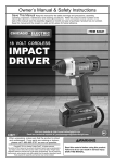 Harbor Freight Tools 18 Volt 1/4 in. Cordless Variable Speed Hex Impact Driver Product manual