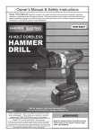 Harbor Freight Tools 18 Volt 1/2 in. Cordless Variable Speed Hammer Drill with Keyless Chuck Product manual