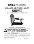 Harbor Freight Tools 16 Gauge Finish Air Nailer Product manual