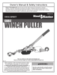 Harbor Freight Tools 1200 lb. Cable Winch Puller Product manual