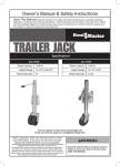 Harbor Freight Tools 1000 lb. Capacity Swing_Back Trailer Jack Product manual