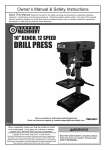 Harbor Freight Tools 10 in. 12 Speed Bench Drill Press Product manual
