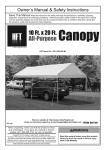 Harbor Freight Tools 10 Ft. x 20 Ft. Portable Car Canopy Product manual