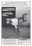 Harbor Freight Tools 1/2 in. Heavy Duty Low Speed Variable Speed Reversible Drill Product manual