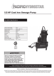 Harbor Freight Tools 1/2 HP Cast Iron Sewage Pump with Tethered Float 4500 GPH Product manual