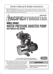 Harbor Freight Tools 1_1/2 HP Whole House Water Booster Pump 976 GPH Product manual