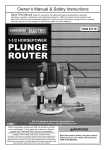 Harbor Freight Tools 1_1/2 HP Heavy Duty Variable Speed Plunge Router Product manual