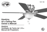 Hampton Bay Hawkins 44 in Ceiling Fan 122 135 User's Manual
