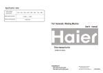 Haier Washer HWM100-828A User's Manual