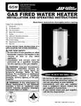 GSW Gas Fired Water Heater User's Manual