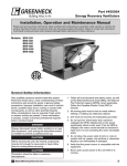 Greenheck Fan 455924 ERV-581 User's Manual