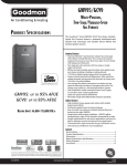 Goodman Mfg . Co. LP. Furnace Multi-Position, Two-Stage/Variable-Speed Gas Furnace User's Manual