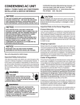 Goodman Mfg CONDENSING AC UNIT SINGLE / THREE PHASE AIR CONDITIONERS User's Manual