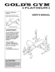 Gold's Gym PLATINUM GGBE1658.0 User's Manual