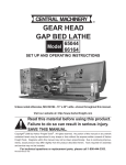 Gear Head Lathe 65044 User's Manual