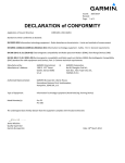 Garmin PRO 70 Declaration of Conformity