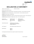 Garmin GMM 150 Marine Monitor Declaration of Conformity
