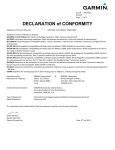 Garmin Forerunner 620 Declaration of Conformity