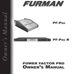 Furman Sound PF-Pro User's Manual