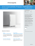 Frigidaire FFVU17F4QW Product Specifications Sheet