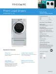 Frigidaire FFSE5115PA Product Specifications Sheet