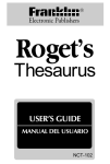 Franklin Electronic Publishers NCT-102 User's Manual