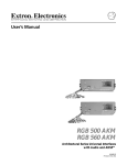 Extron electronic Extron Electronics Switch RGB 560 AKM User's Manual