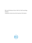 Dell Microsoft Windows 2012 Server Installation Instructions and Important Information