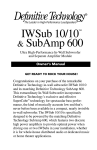 Definitive Technology IWSUB1010 User's Manual