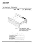 Dacor PWD27 User's Manual