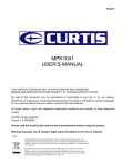 Curtis MPK1041 User's Manual