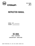 Crown Audio DC-300A User's Manual