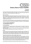 Creek Audio Stereo Power Amplifier User's Manual