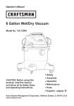 Craftsman 6 Gallon 3 Peak HP Wet/Dry Vac Owner's Manual