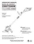 Craftsman 13" 4.2 Amp Line Trimmer Owner's Manual