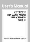 Citizen Systems CBM-910 User's Manual