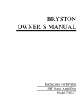 Bryston 7B SST User's Manual