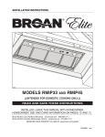 Broan ELITE RMIP33 User's Manual