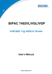 Billion Electric Company BiPAC 7402VL User's Manual